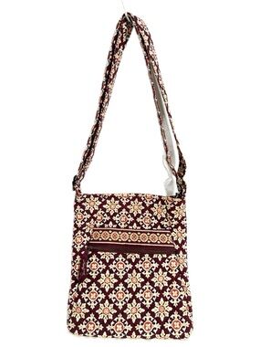 Vera Bradley Quilted Cotton Crossbody Bag Burgundy Floral Zip Adjustable Strap